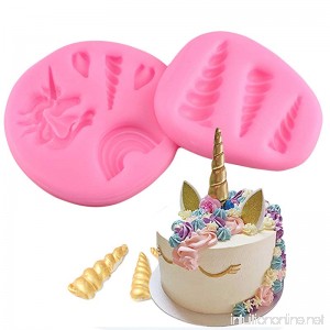 Mujiang Unicorn Rain Silicone Cake Topper Molds Fondant Candy Cake Decoration Molds Unicorn Horn Ears and Eyelash Set (2 Pcs/set) - B07B9PQXQ1